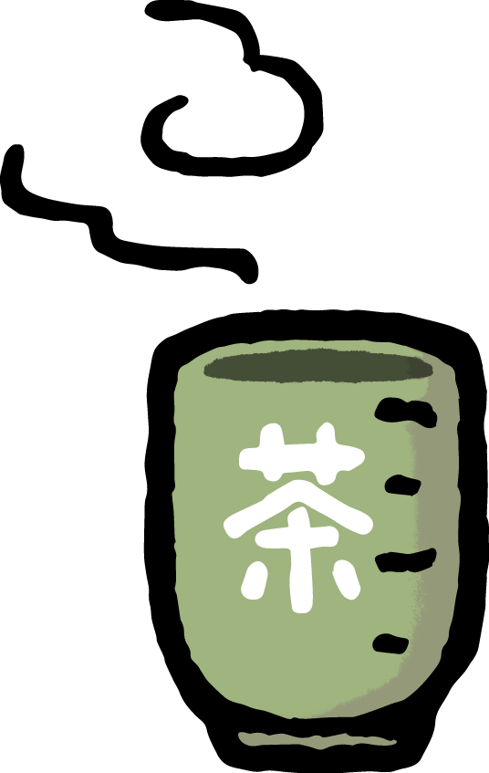 緑茶 日本茶 の入った湯呑み茶碗のイラスト かわいい無料イラスト素材